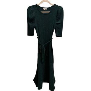 Flying Tomato Emerald Green Puff Sleeve Knit Sweater Dress
